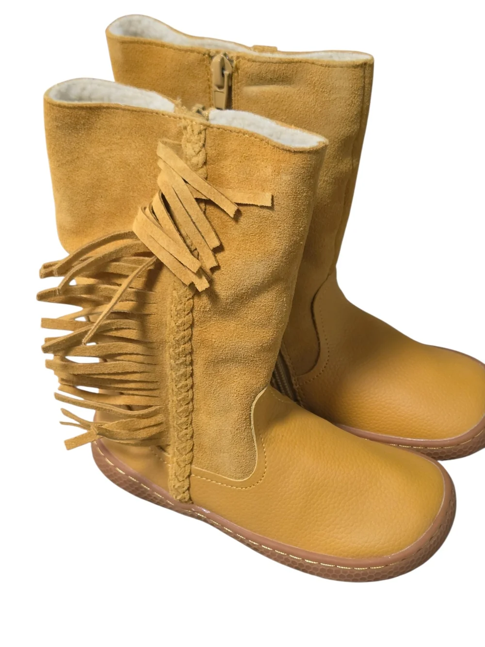 NWT Livie & Luca Sonoma girls Butterscotch Mustard Suede Fringe Boots 11 youth